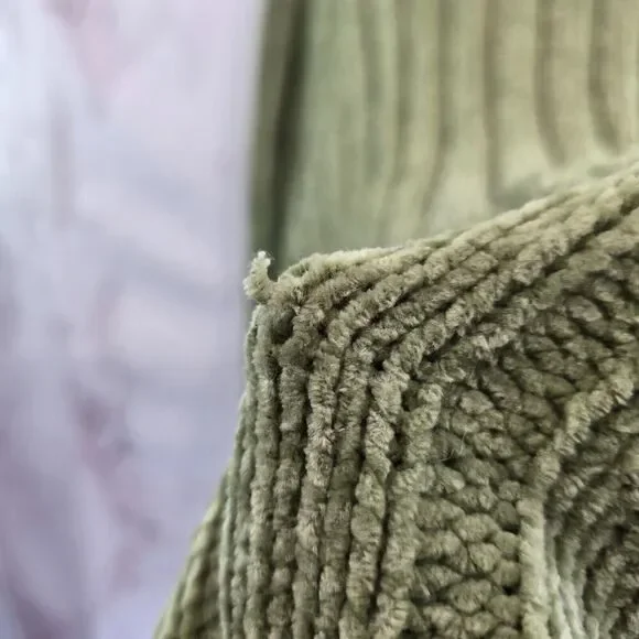 Vintage Y2K Sweater Women 3X Green Chenille Cable Knit Turtleneck Oversized - Picture 9 of 14